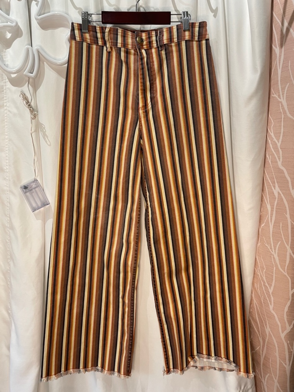 Billabong Vertical Striped Wide-Leg Chinos in Brown and Yellow